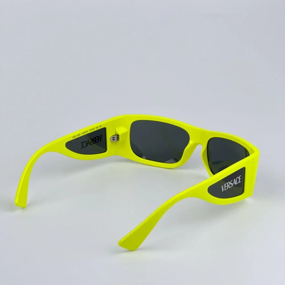 Versace VE4482 544987 BRAND NEW Sunglasses Yellow Fluo Grey Rectangular Unisex